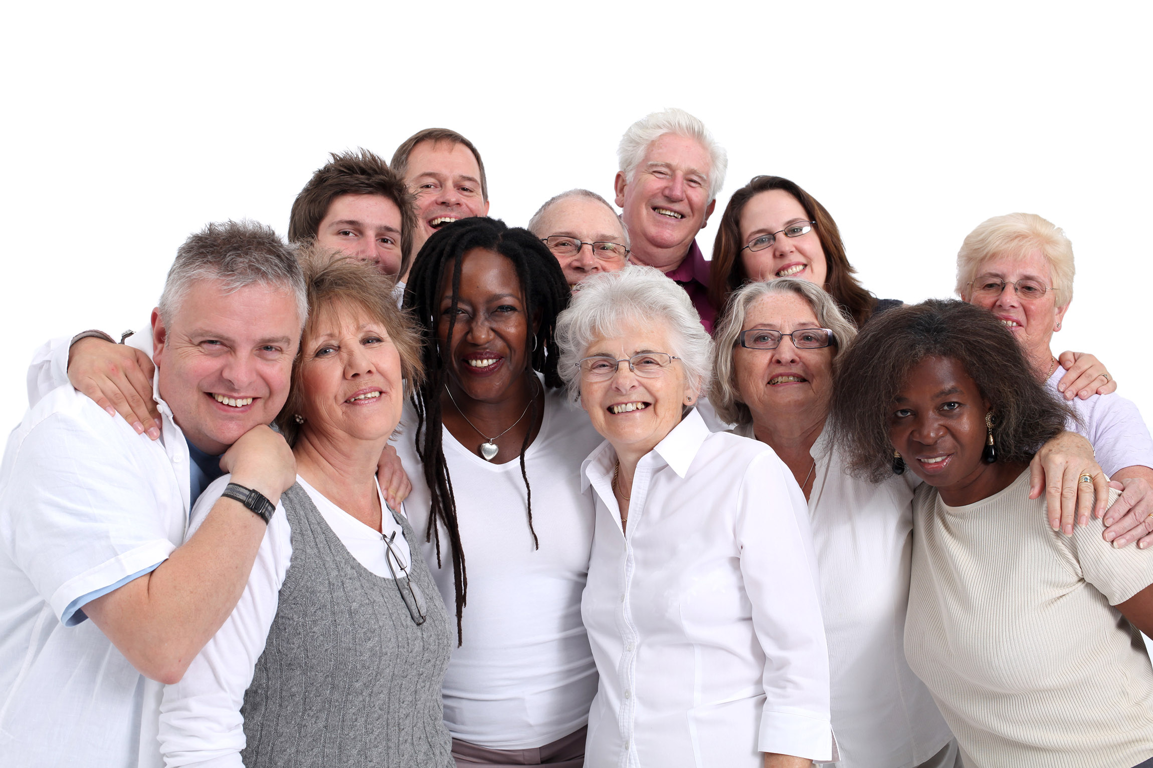 group of adults of various ages united and smiling