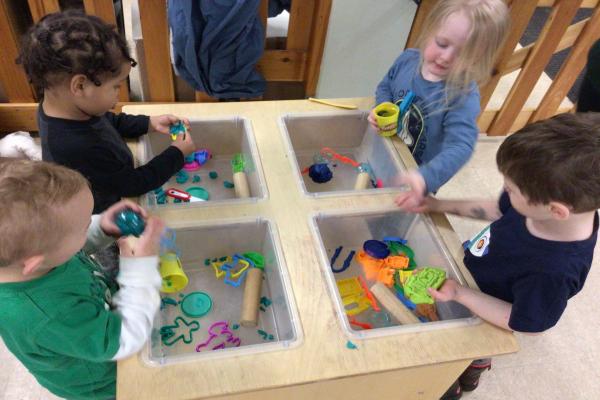 kids playing at the table