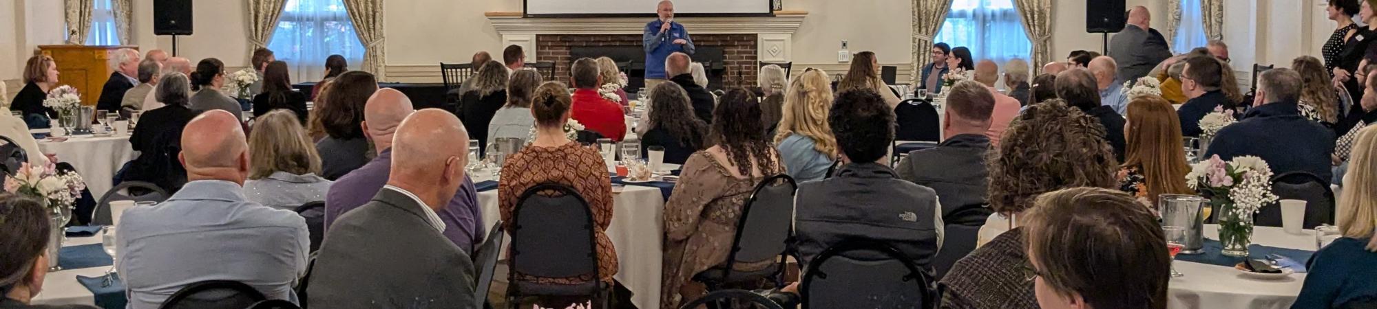 A full house listens to Mark Bodin, President of Savings Bank of Walpole, speak at the 2026 Campaign Kick-off!